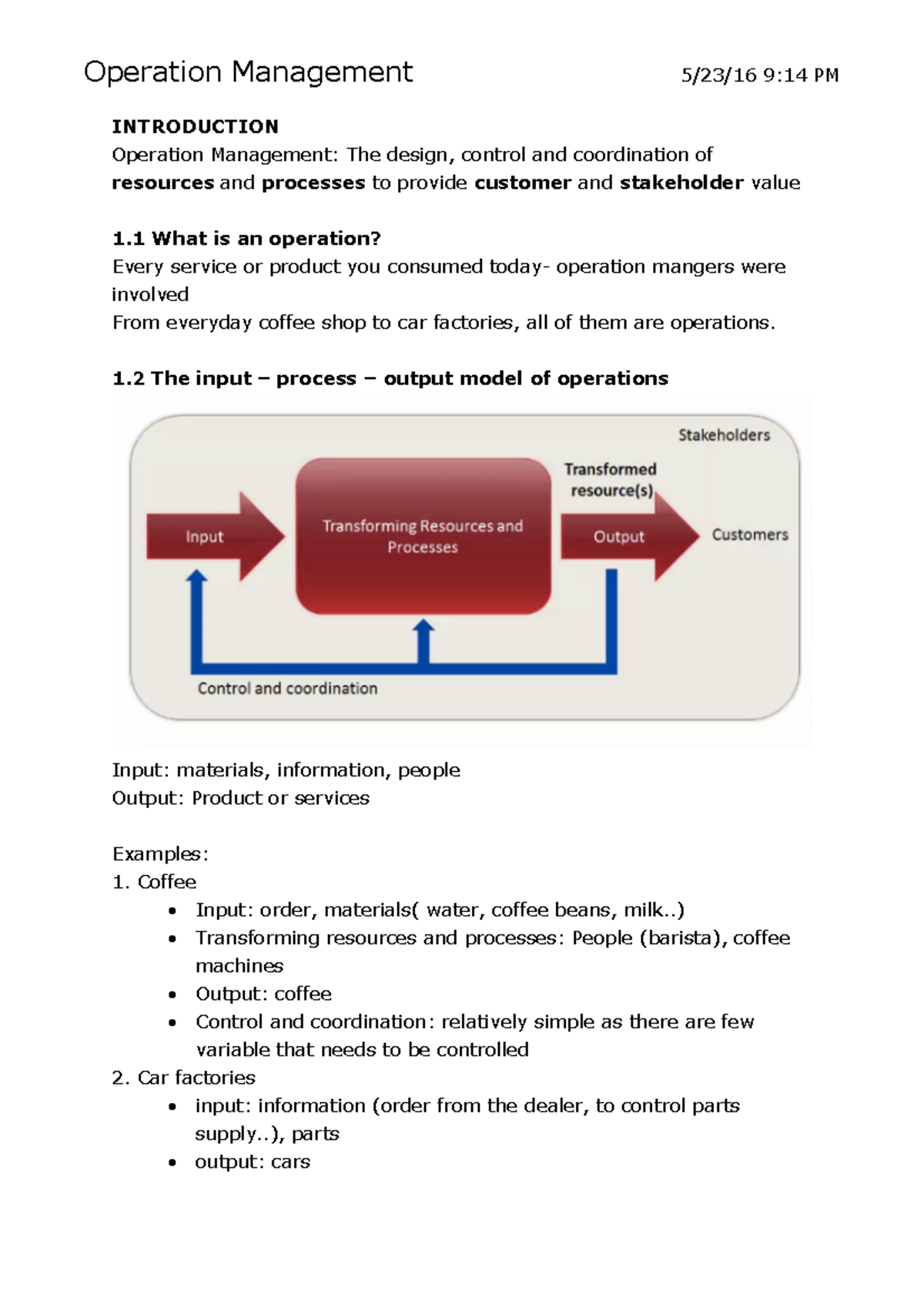 Operation Management Study Material Notes - Operation Management 5/23 ...