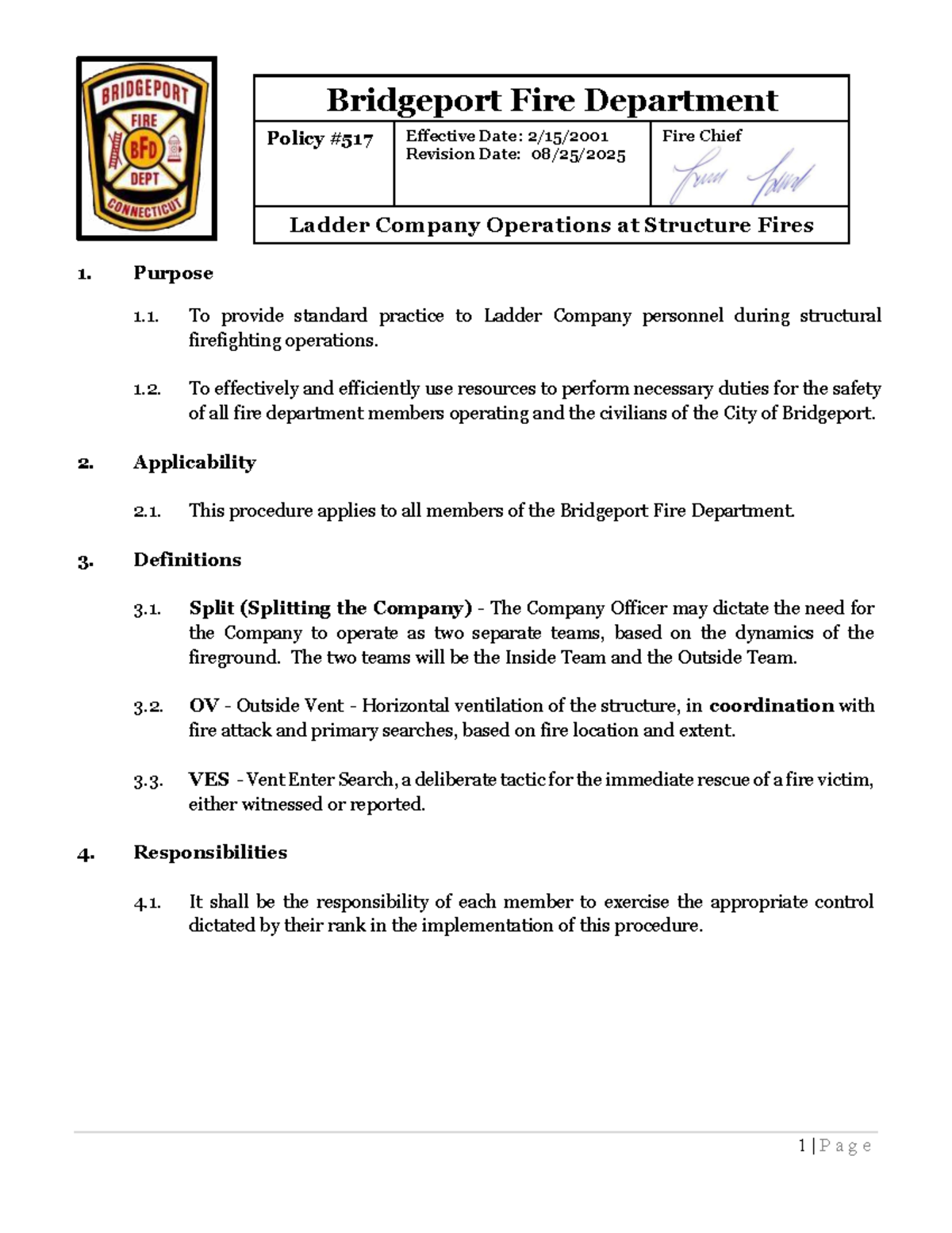 Ladder Company Operations at Structure Fires - Bridgeport Fire Dept ...