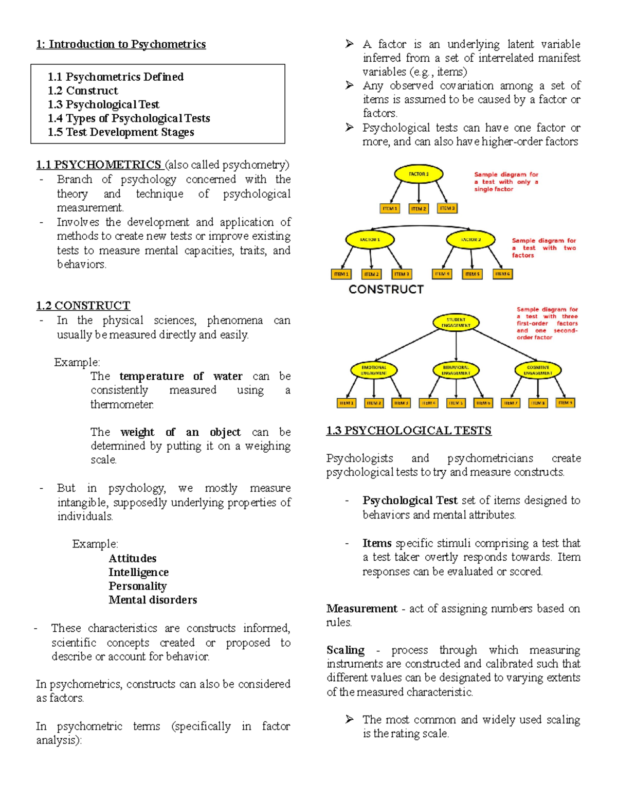 Psychometrics Reviewer - 1: Introduction to Psychometrics 1 ...