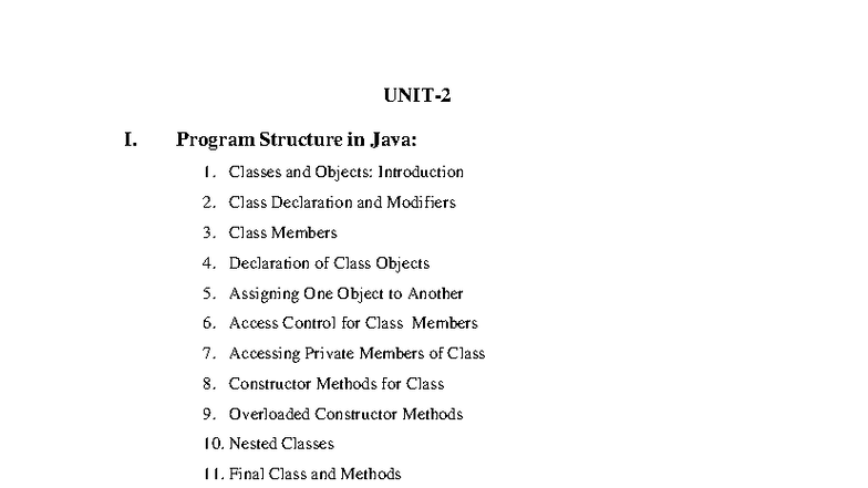 Java R23 - UNIT-2: Program Structure & Methods in Java - Studocu