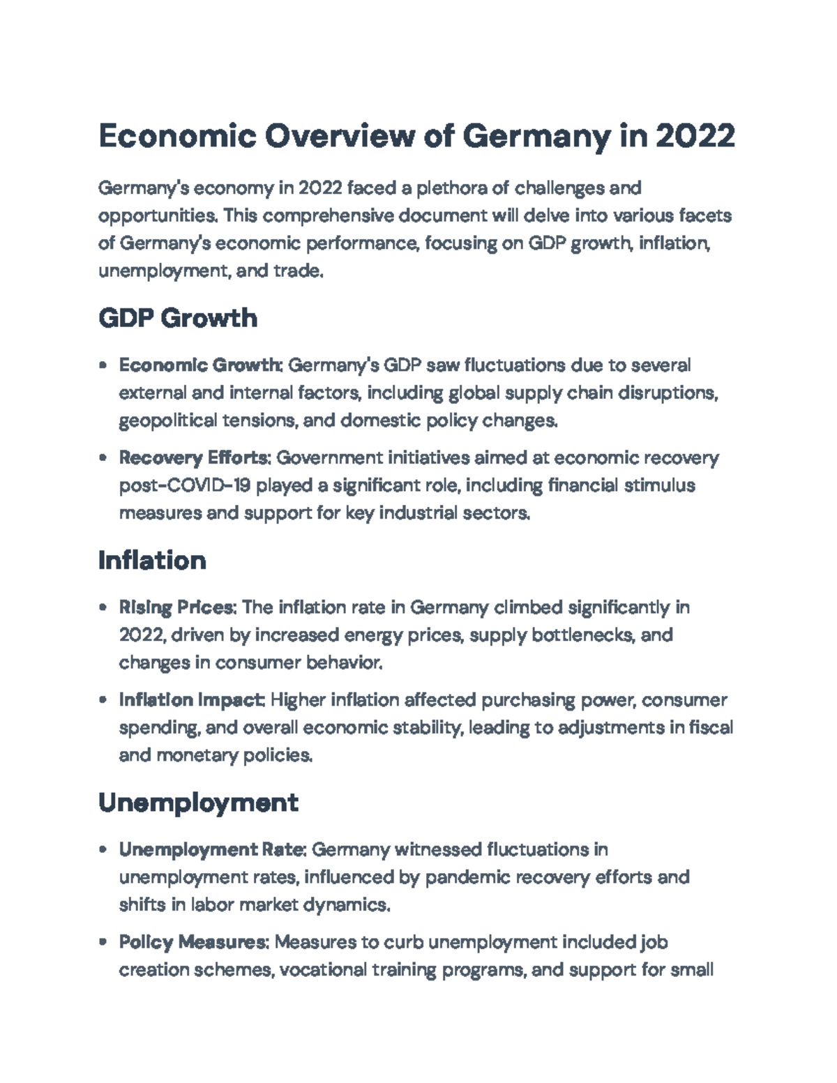 Germany Economic Overview and Challenges in 2022: GDP, Inflation, Trade ...