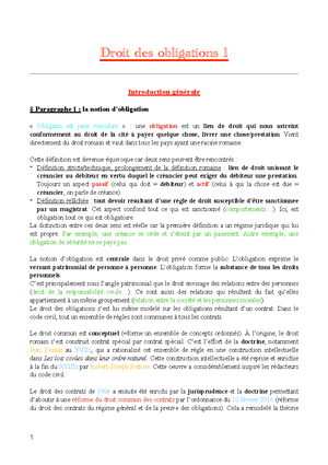 Droit des obligations - Panthéon-Sorbonne University - Studocu