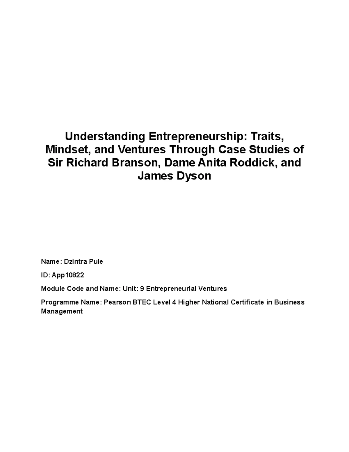 Unit 9: Entrepreneurial Ventures - Traits, Mindset, and Case Studies ...