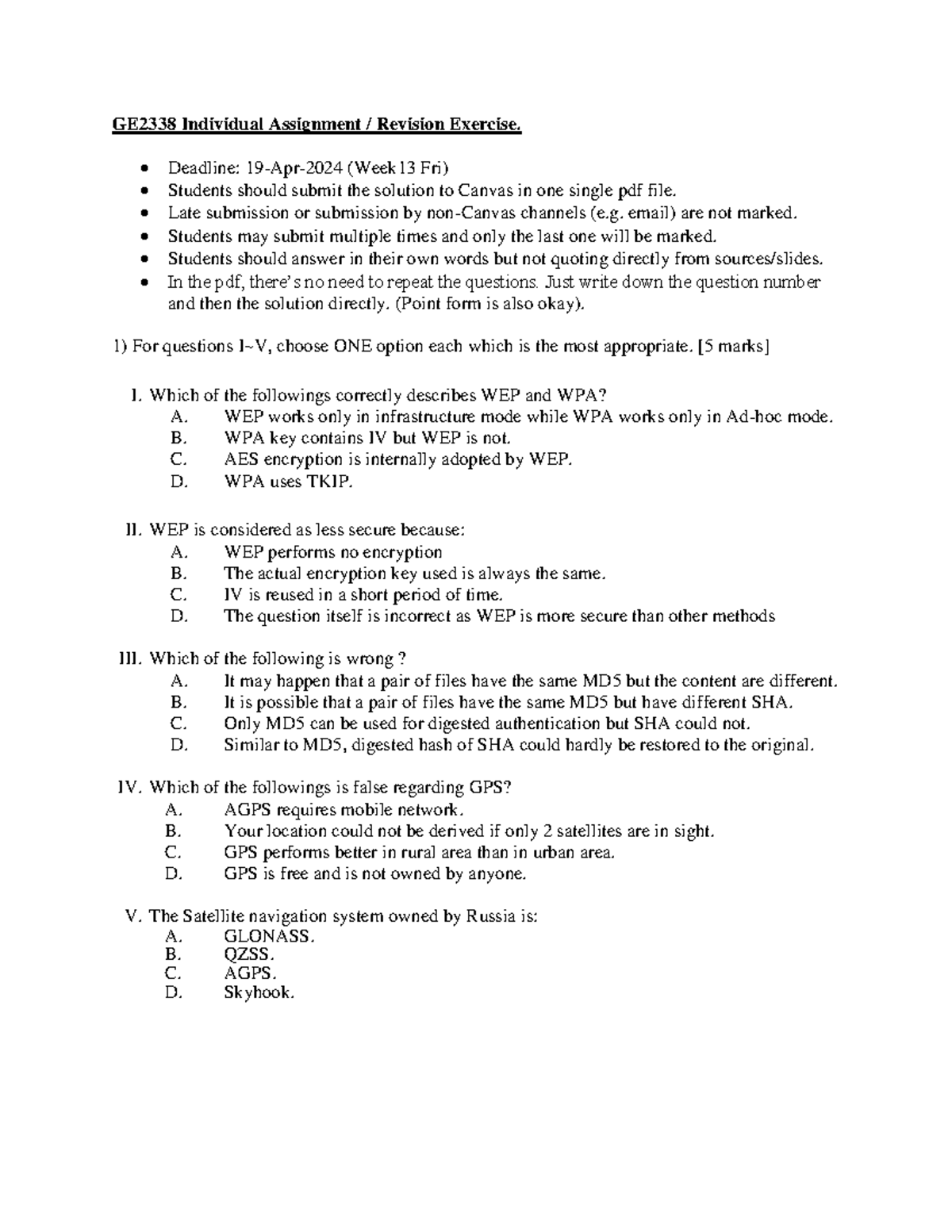 GE2338 Individual Assignment / Revision Exercise Instructions - Studocu
