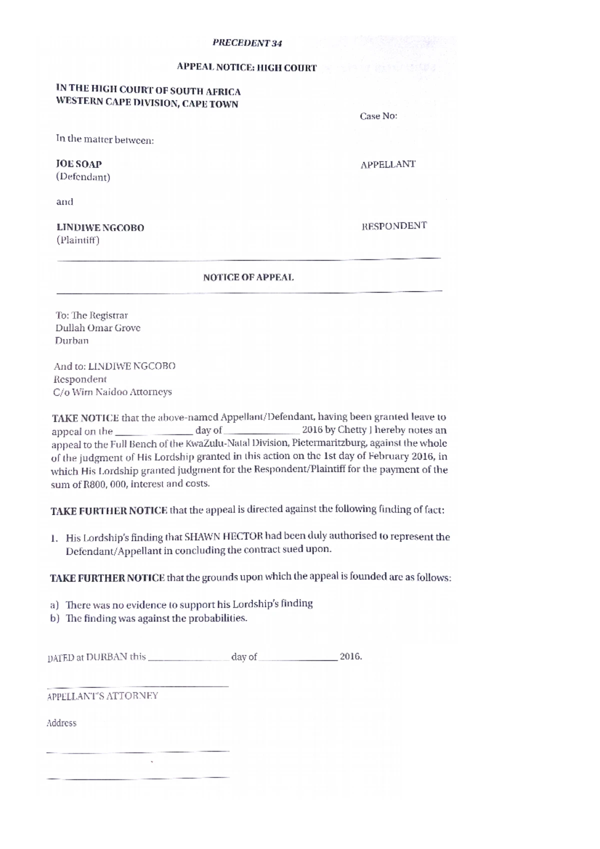 Notice of Motion . Urgent Normal - IN THE HIGH COURT OF SOUTH AFRICA ...