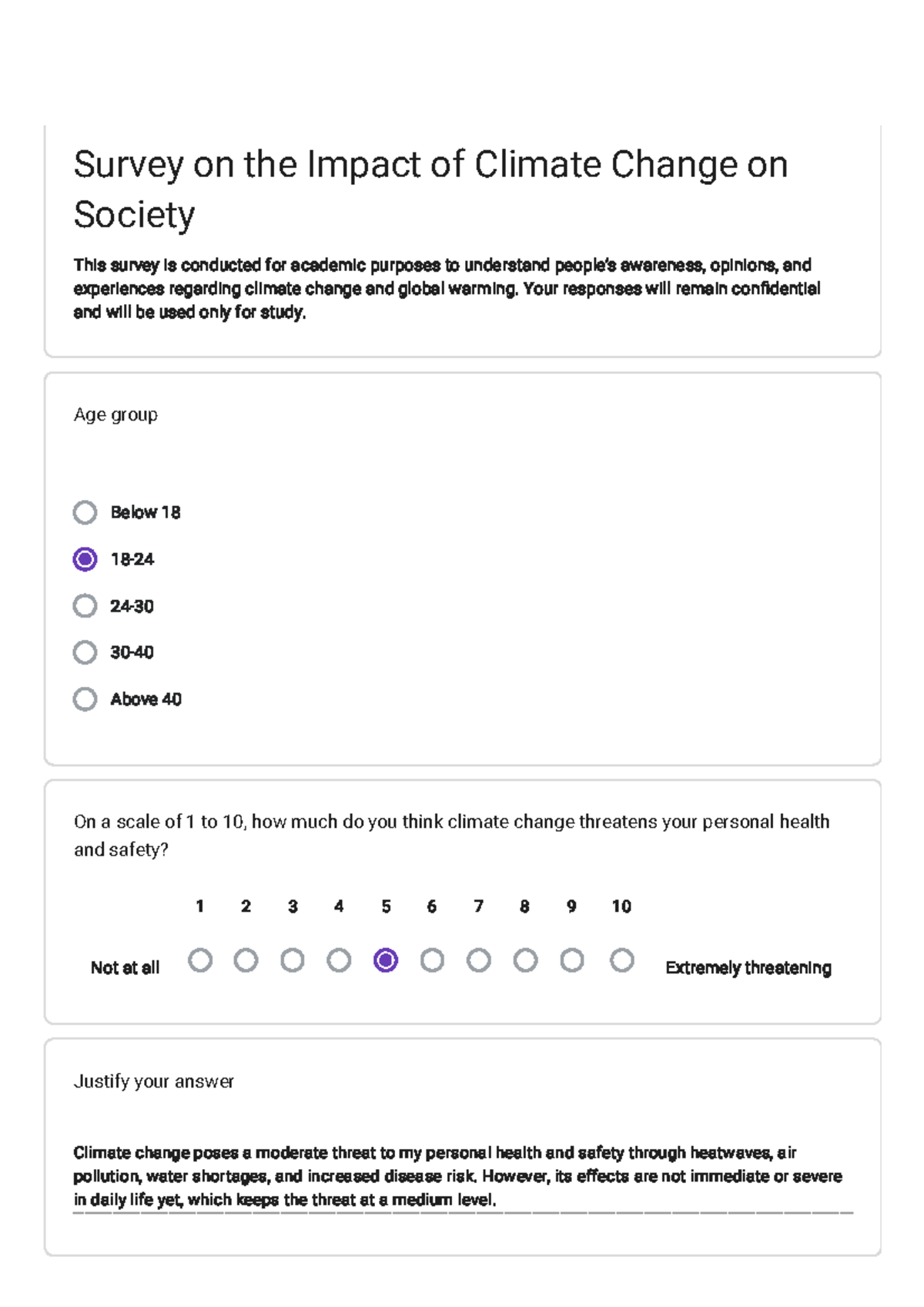 Survey on Climate Change Awareness and Impact Analysis - Studocu