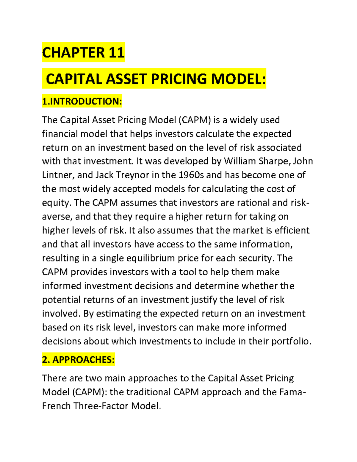 Chapter 11 Capital Asset Pricing Model - CHAPTER 11 CAPITAL ASSET ...