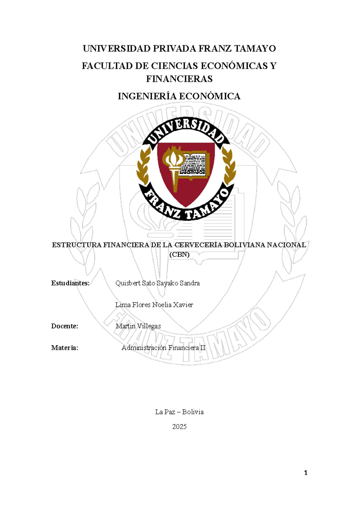 Informe de Estructura Financiera de CBN - ADMI FIN 2025 - Document Preview