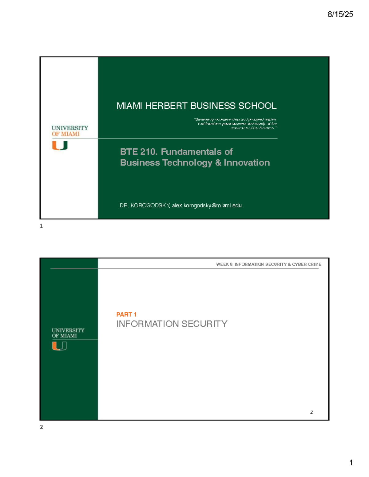BTE 210 Week 8: Overview of Information Security & Cyber Crime - Studocu