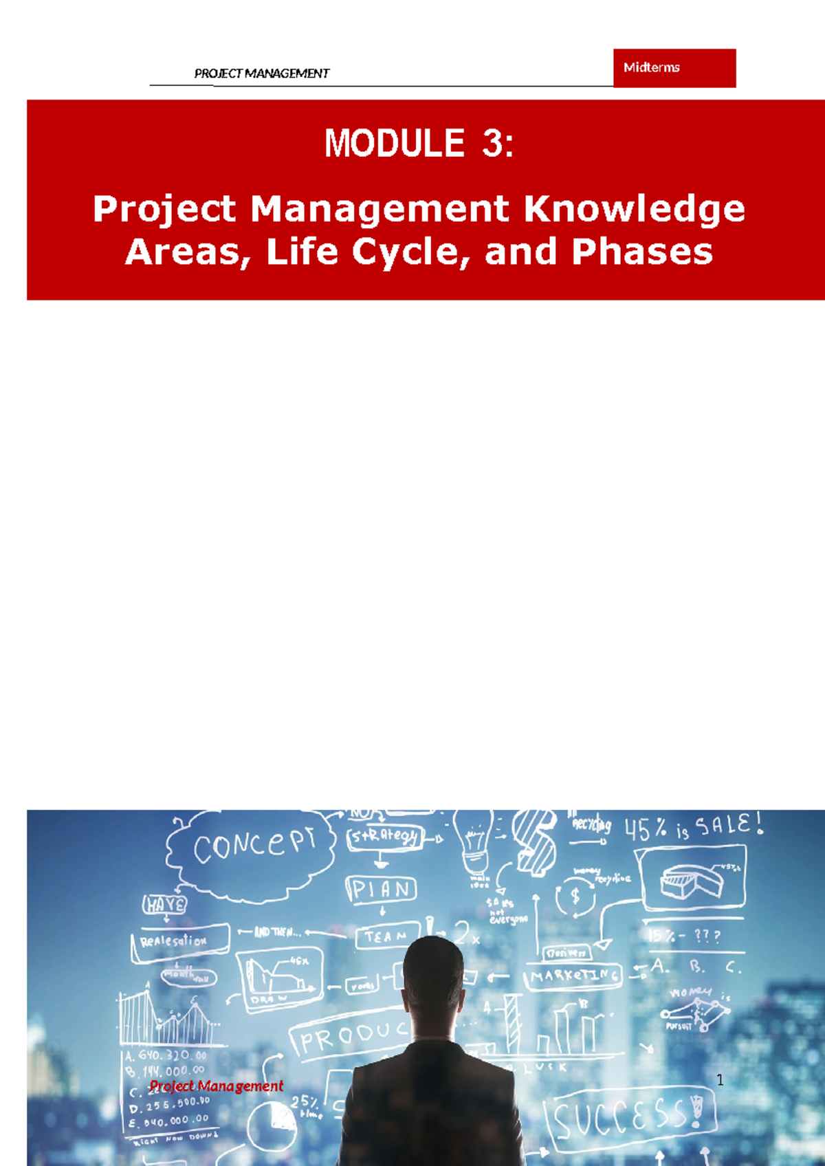 PROJECT MANAGEMENT Midterms MODULE 3: Life Cycle & Knowledge Areas ...