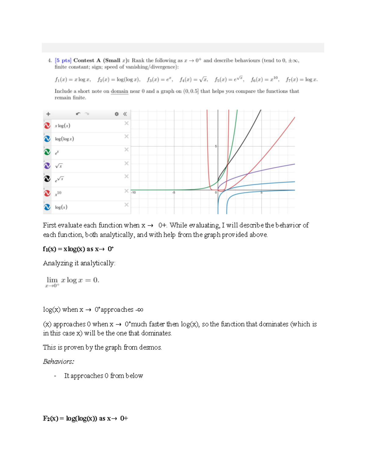 Math GP1 #4-5: Analyzing Function Behavior as x Approaches 0 - Studocu