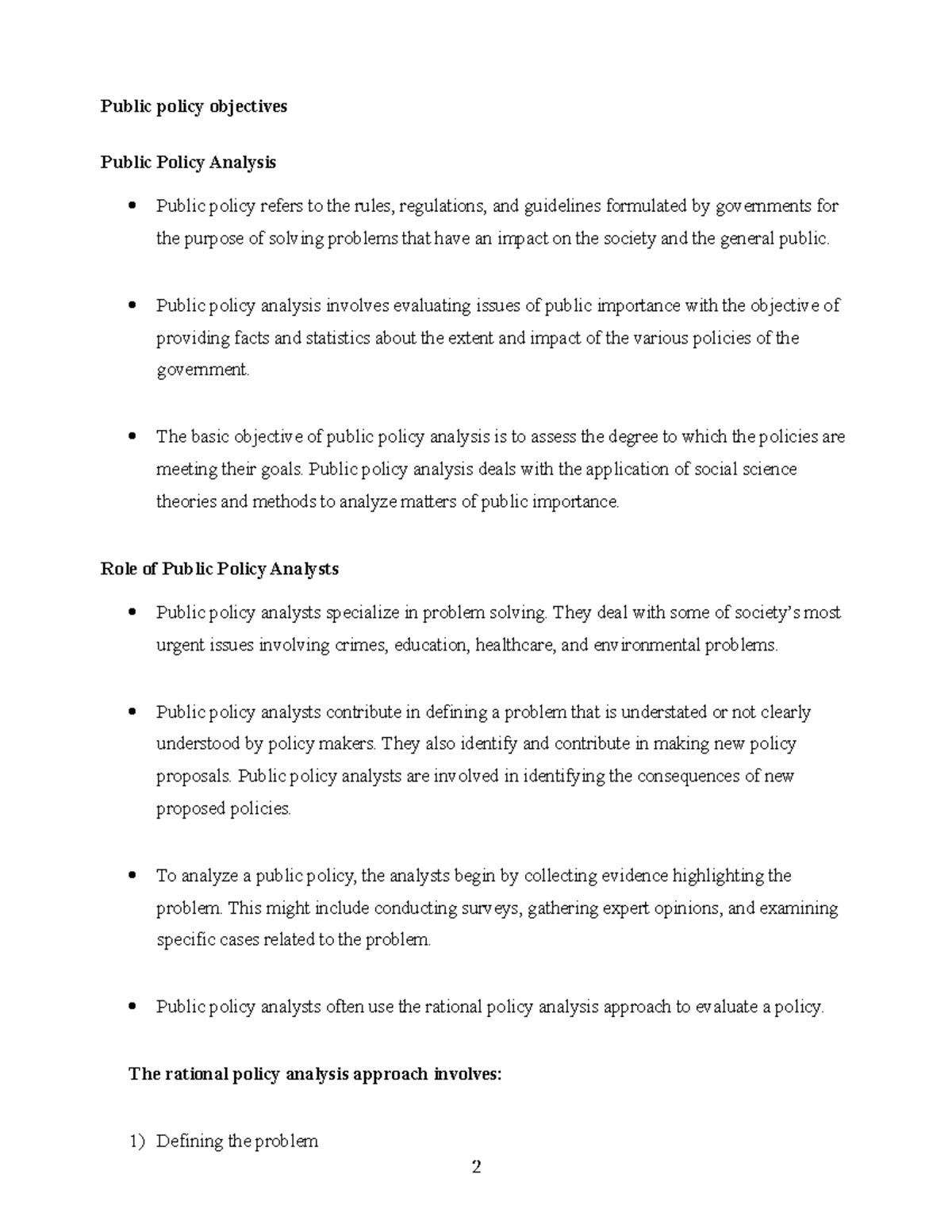 Public policy objectives - Public policy objectives Public Policy ...