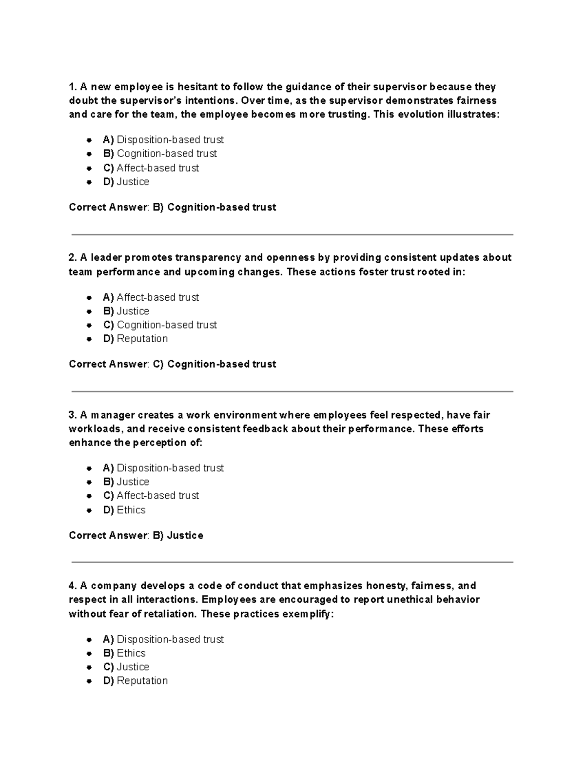 OB - Practice Questions CH - A new employee is hesitant to follow the ...