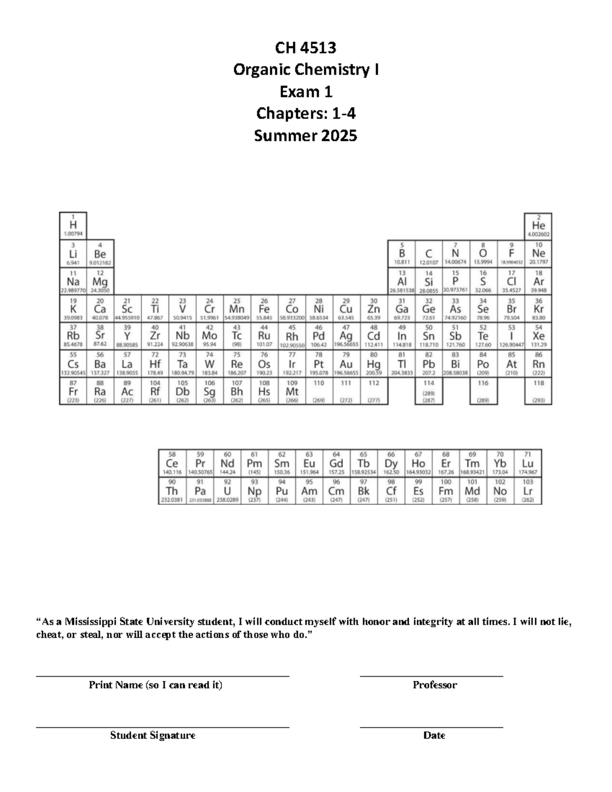 Organic Chemistry I - Exam 1 (CH 4513) - Chapters 1-4 Review - Studocu