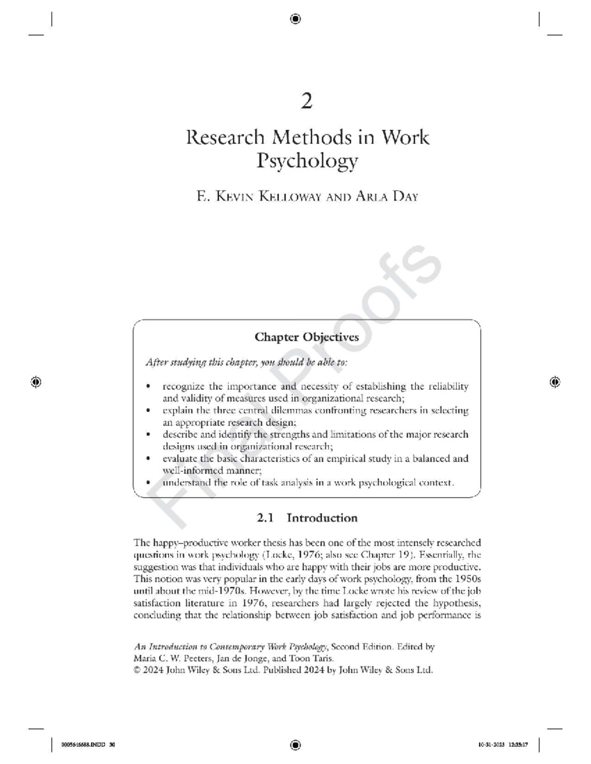 Research Methods in Work Psychology (PSY 2024) - Chapter 2 Overview ...