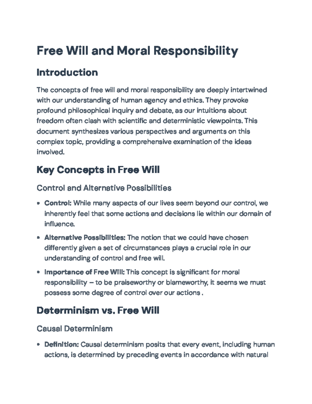Free Will and Moral Responsibility: A Philosophical Exploration - Free ...