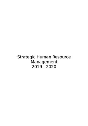 Shrm Week Samenvatting Week Strategic Human Resource Management Bachelor Bedrijfskunde