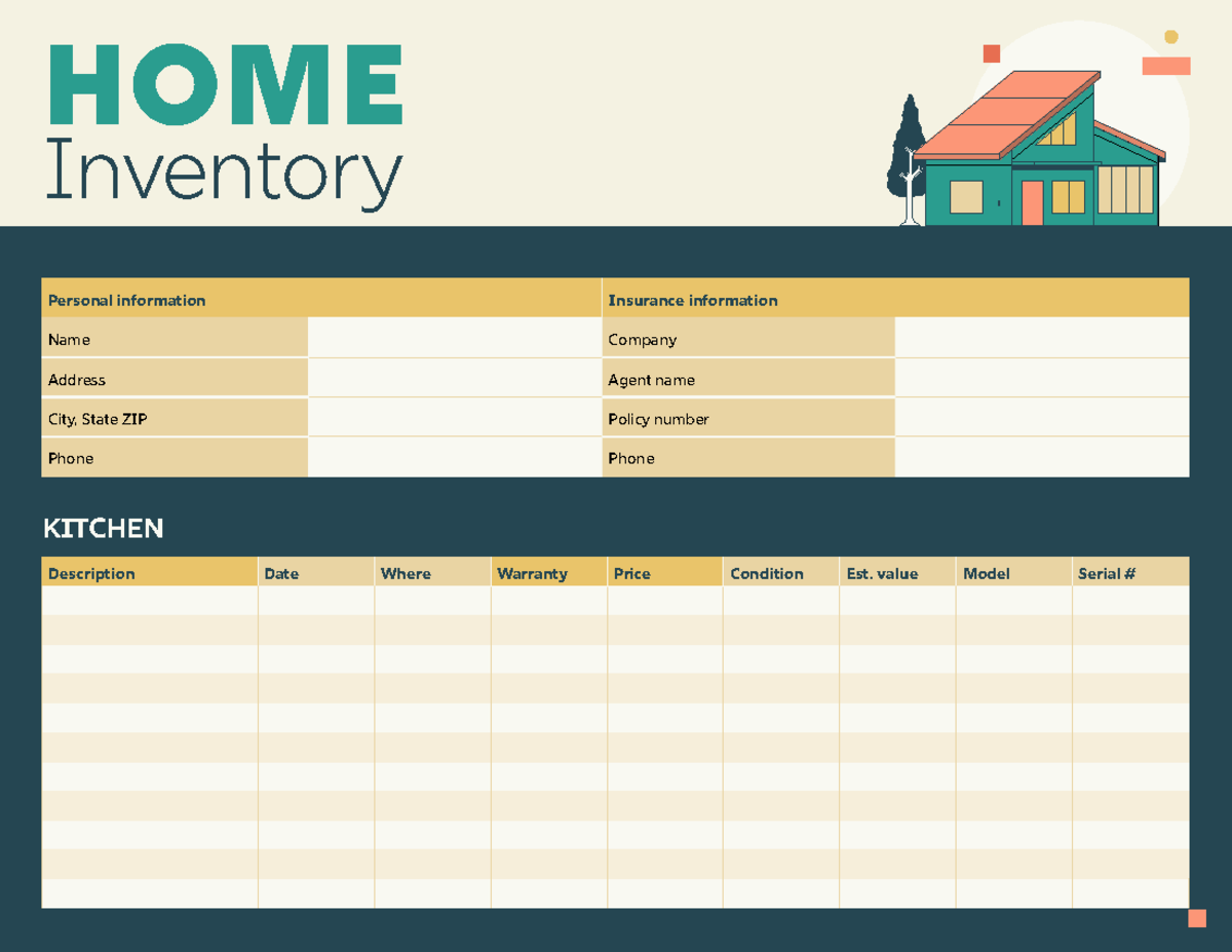 Home Inventory Template: Personal & Insurance Info Guide - Studocu
