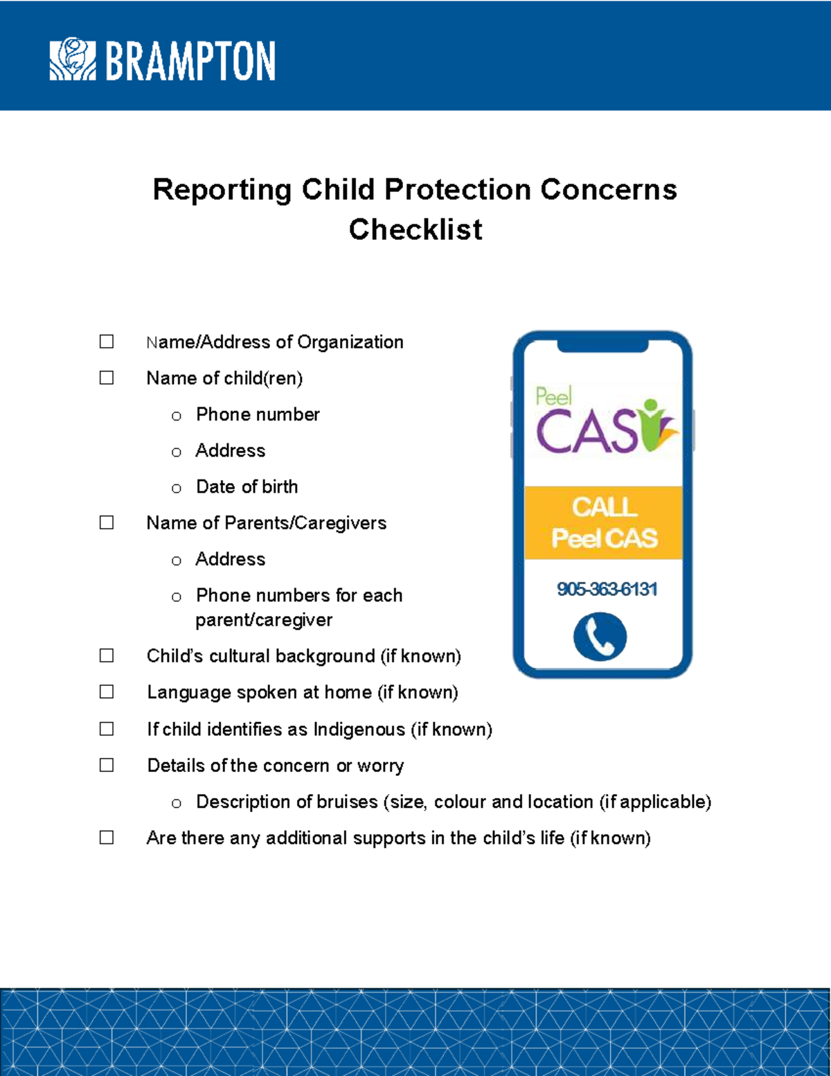 Reporting Child Protection Concerns Checklist - Reporting Child ...