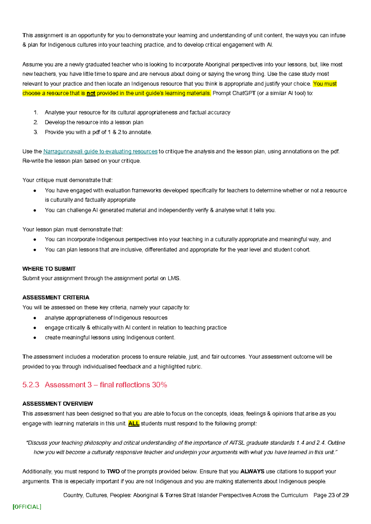Assessment 2 - Incorporating Indigenous Perspectives in Teaching ...