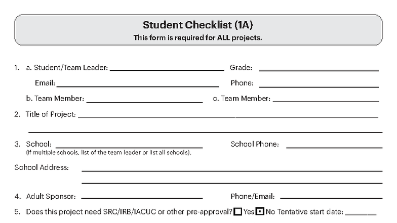 1A Student Project Checklist for Science & Engineering Fairs - Studocu