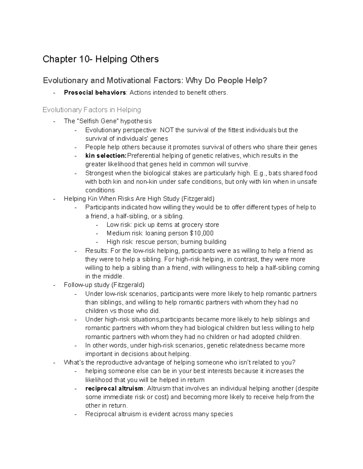 Chapter 10: Helping Others - Evolutionary and Motivational Factors ...