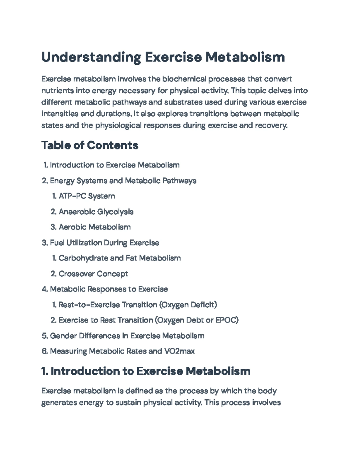 Comprehensive Guide to EXSC 101: Exercise Metabolism Principles - Studocu