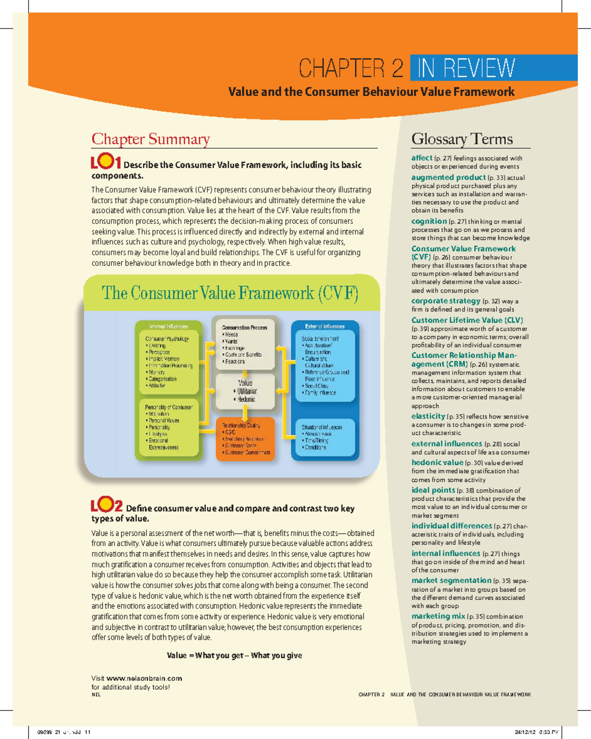 MKT400 Chapter 2 Review: Consumer Value Framework Summary - Studocu