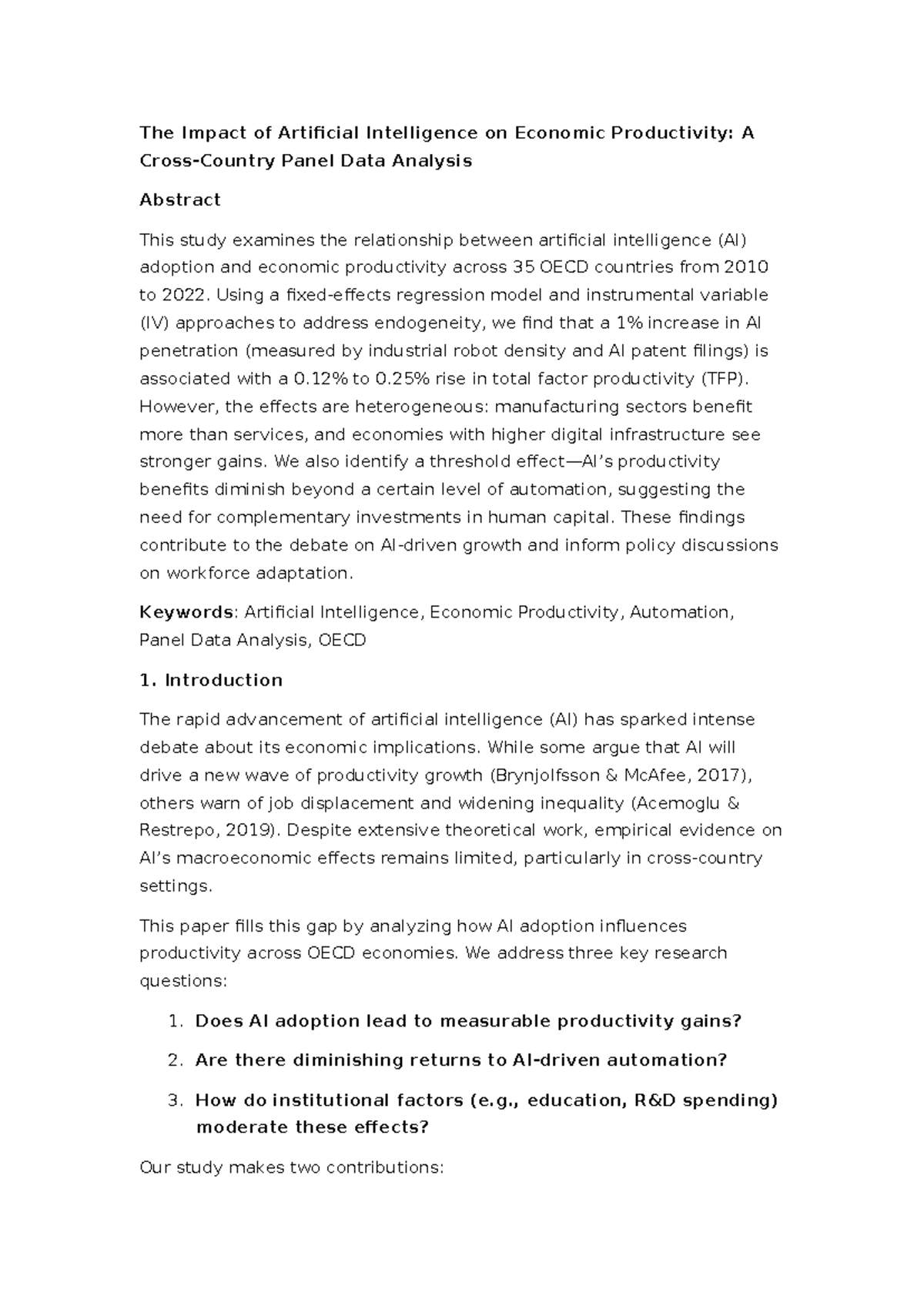 Testadsfasgaweg3ewq - The Impact of Artificial Intelligence on Economic ...