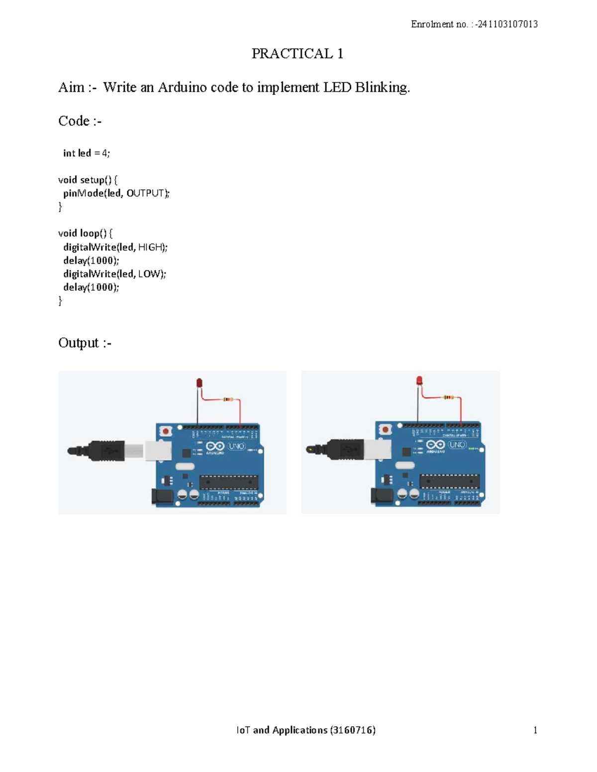IoT and Applications (3160716) - Practical Exercises 1-10 - Studocu
