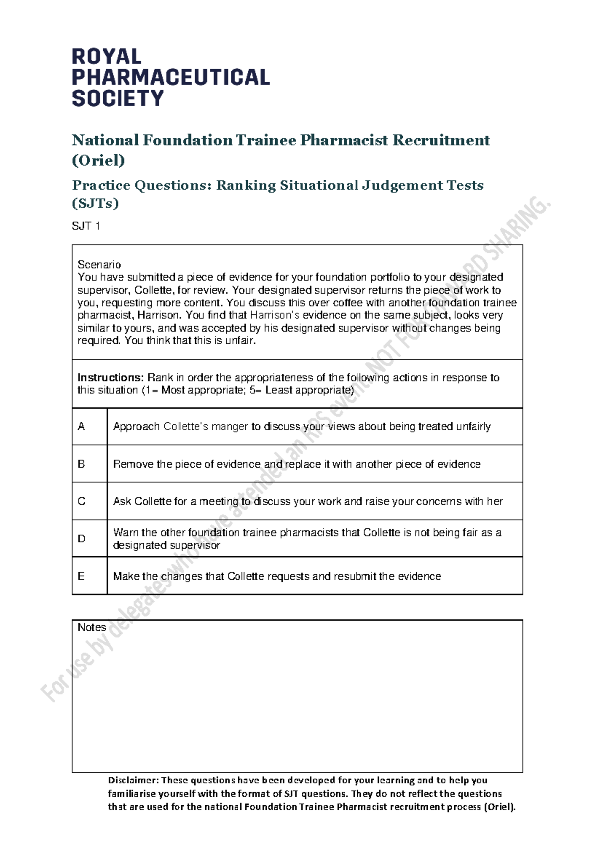 Oriel SJT Practice Questions & Answers 2024 - Final Exam Guide - Studocu
