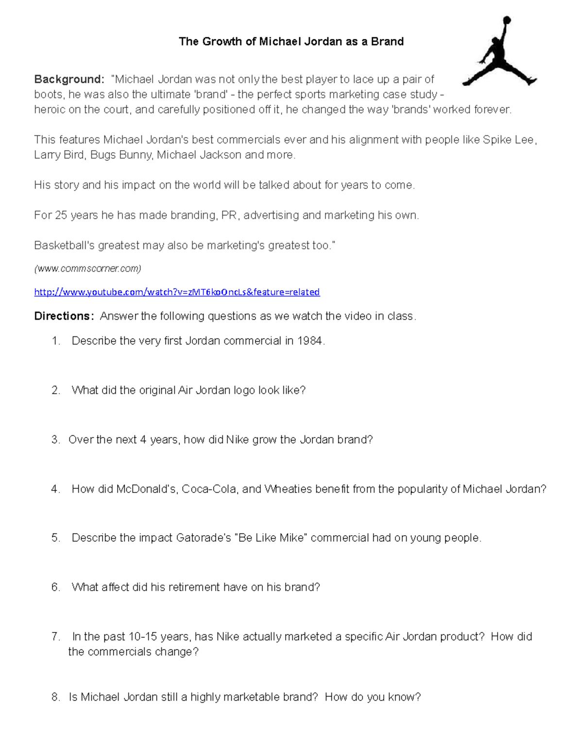 1.02 Growth of Michael Jordan Brand The Growth of Michael Jordan as a