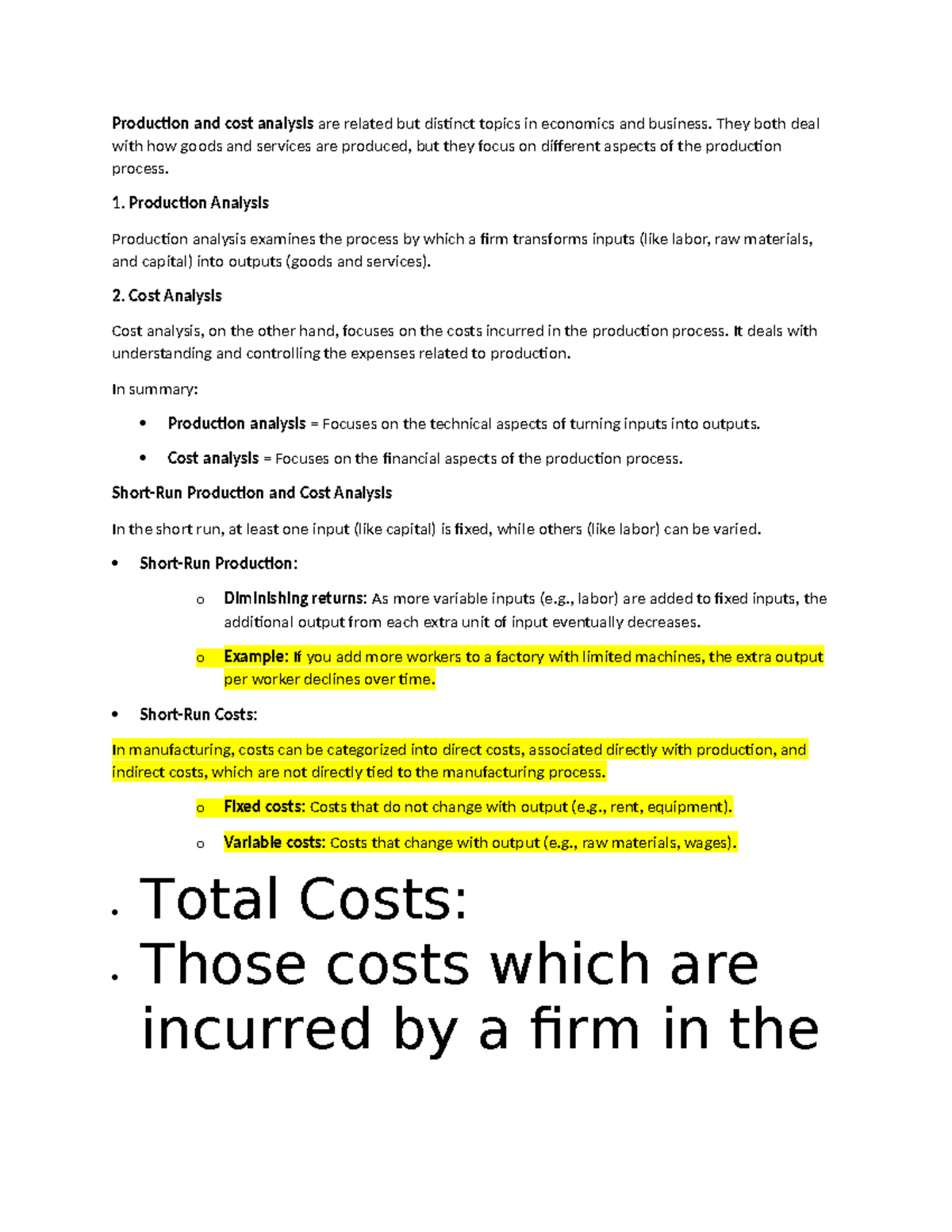 ME Group 6 - Production and Cost Analysis in Managerial Economics - Studocu