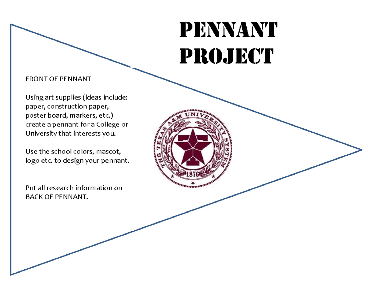 PENNANT PROJECT: Create Your College Pennant Design - Studocu