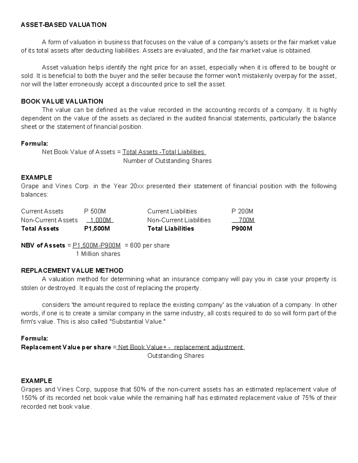 Asset- Based Valuation - ASSET-BASED VALUATION A form of valuation in ...