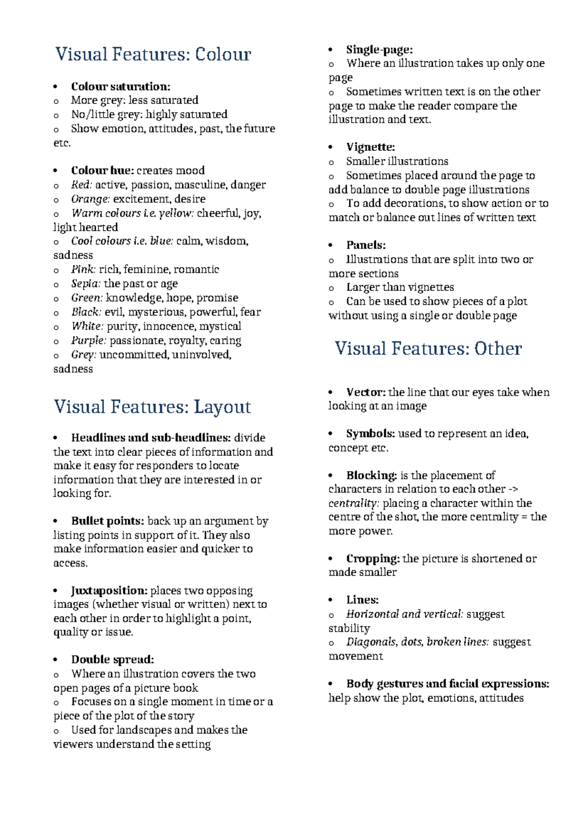Visual Features: Understanding Colour and Layout in Design - Studocu