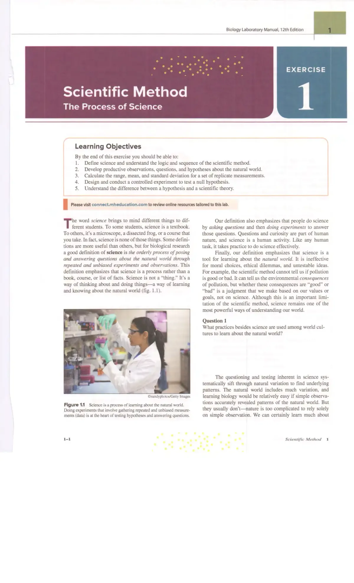 Bio1 Lab Manual - Chapter 1: Understanding the Scientific Method - Studocu