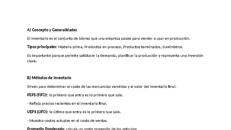 Inventarios: Conceptos y Métodos de Gestión - Ola - Studocu