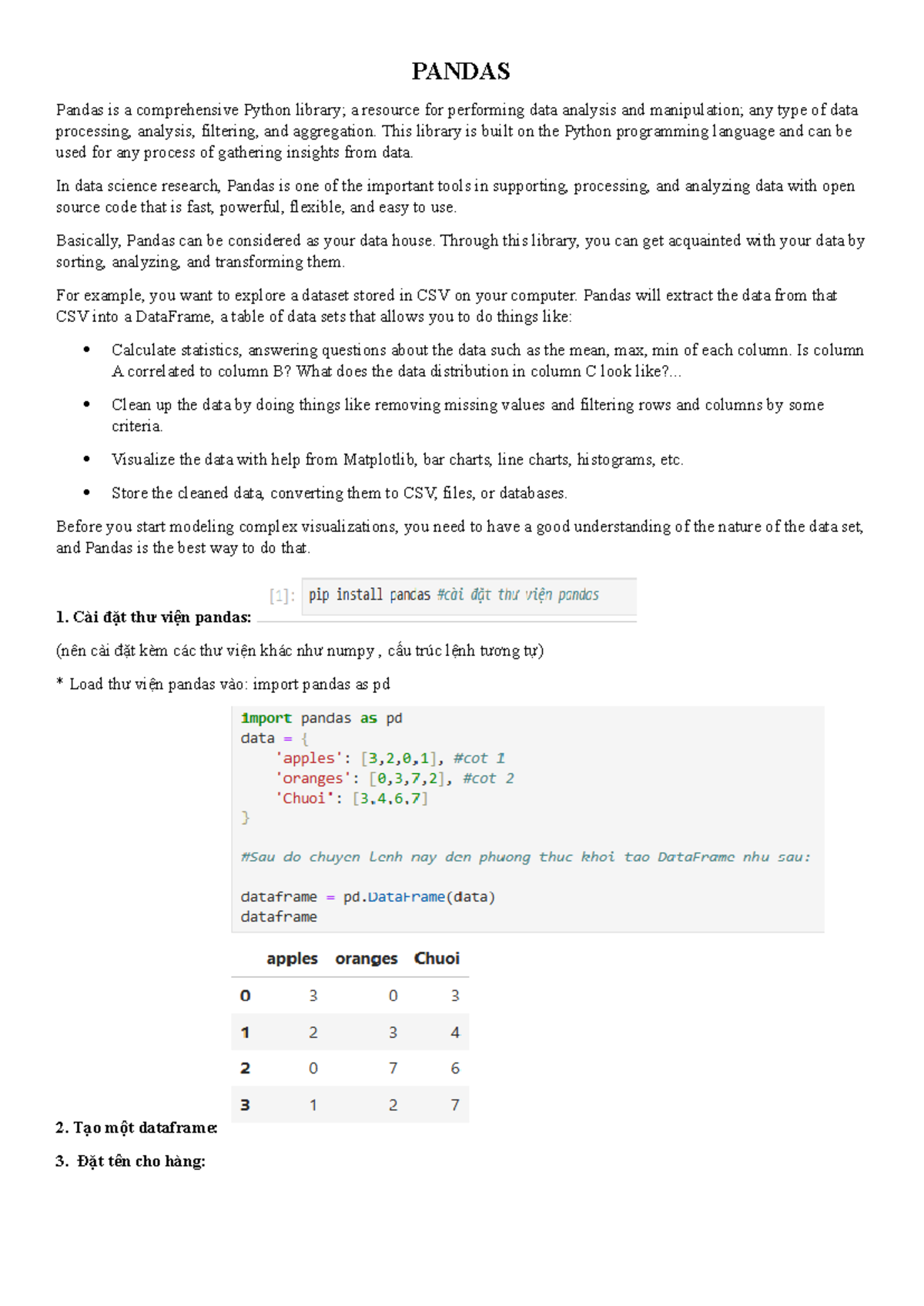 CK DATA: Pandas Library for Data Analysis and Processing - Studocu