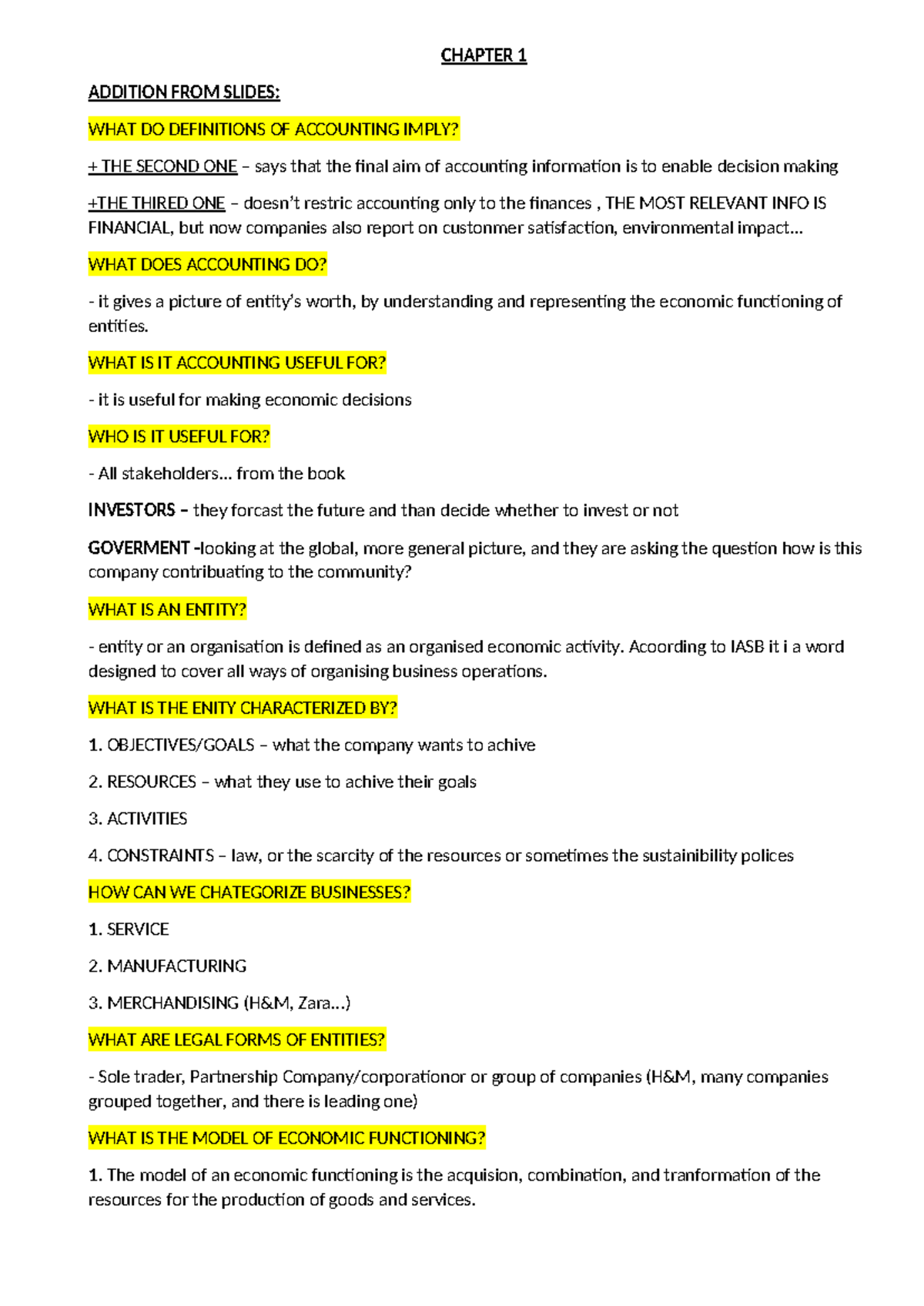Accounting 101 - Comprehensive Chapter Notes for Final Exam - Studocu