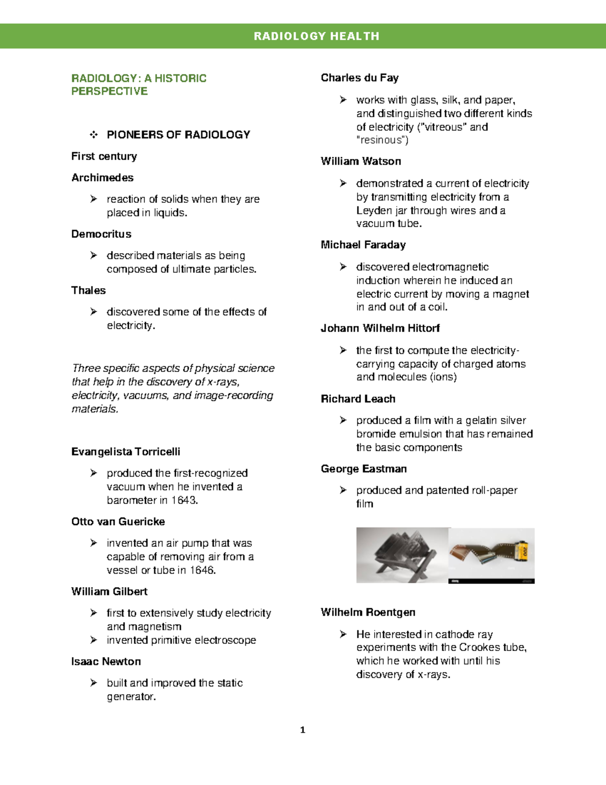 Radiology 101 - An Overview of Key Principles and Discoveries - Studocu