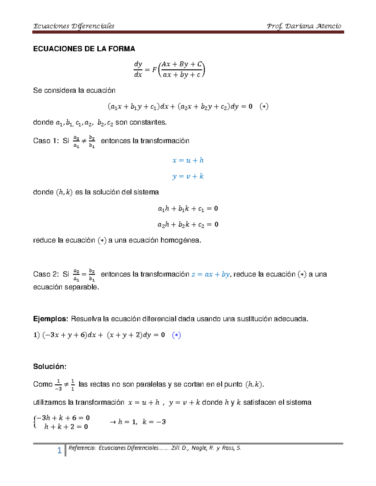 ED F(Ax+By+C) 2021 - Ecuaciones Diferenciales Ordinarias - ECUACIONES ...