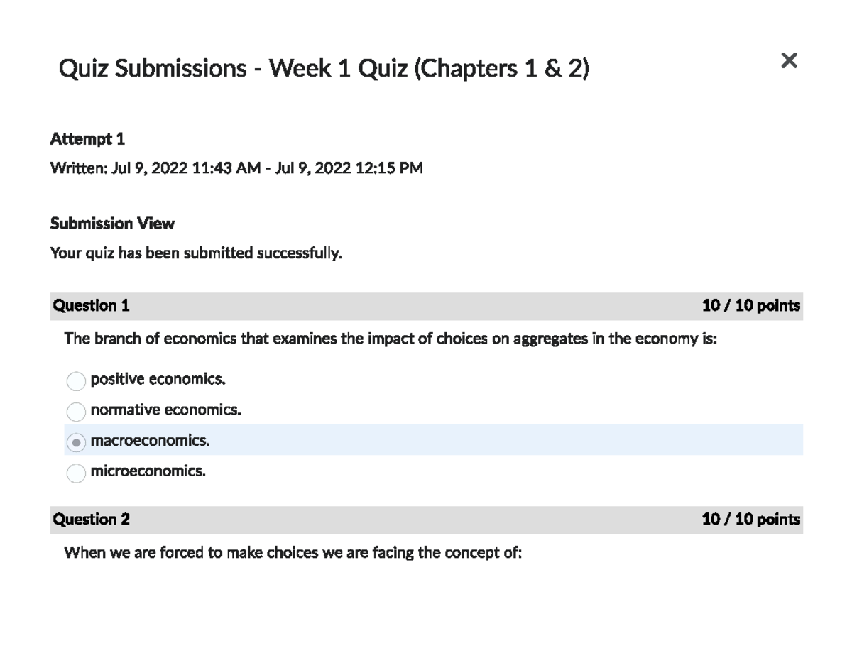ECON101 Week 1 Quiz Answers & Key Concepts in Microeconomics - Studocu