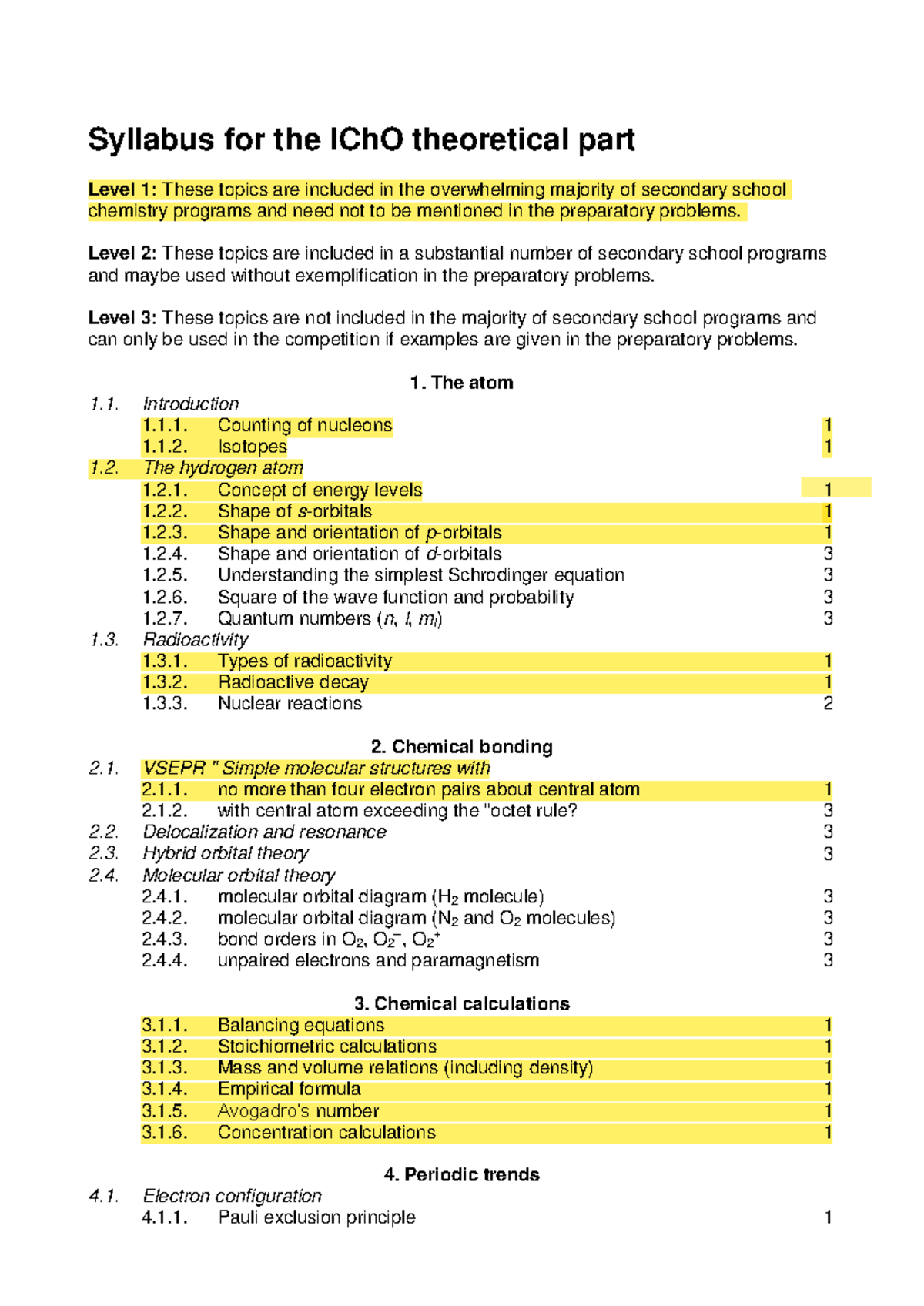 Syllabus for the theoretical part of the icho competition - Syllabus ...