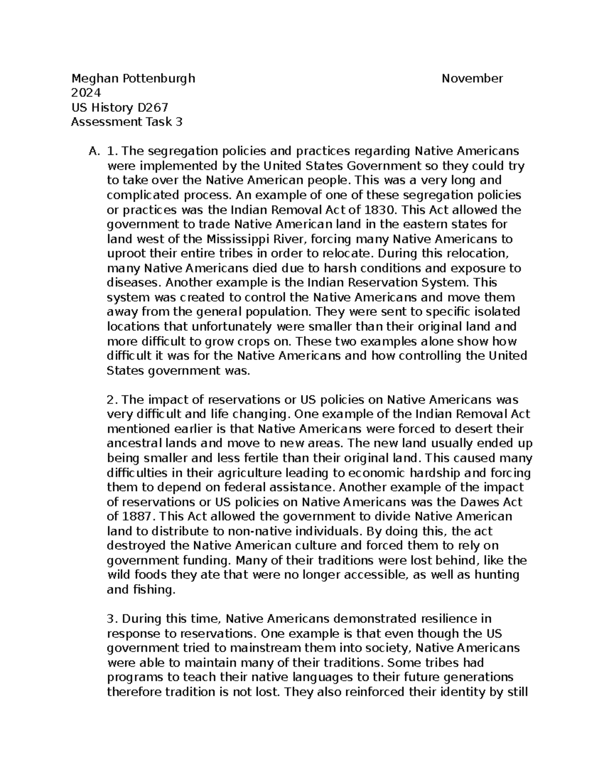 US History Task 3 - passed - Meghan Pottenburgh November 2024 US ...