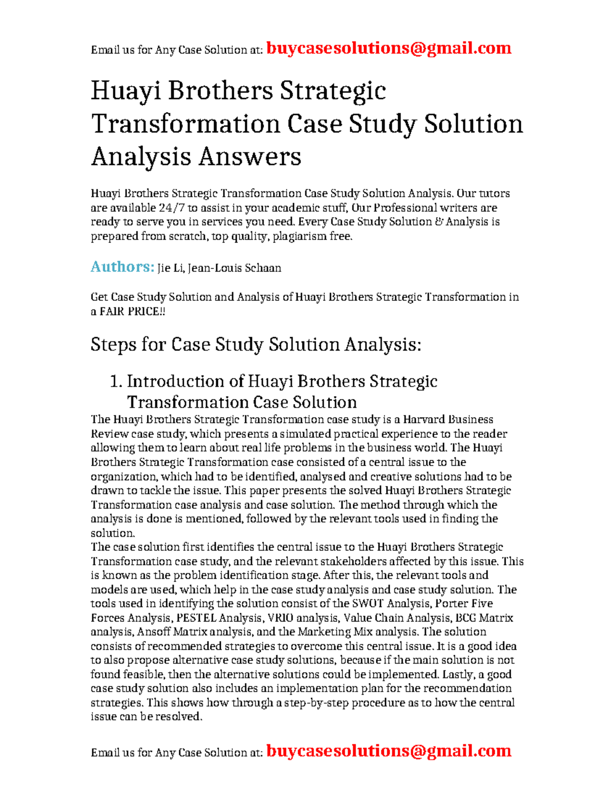 Case Solution Huayi Brothers Strategic Transformation - Huayi Brothers ...