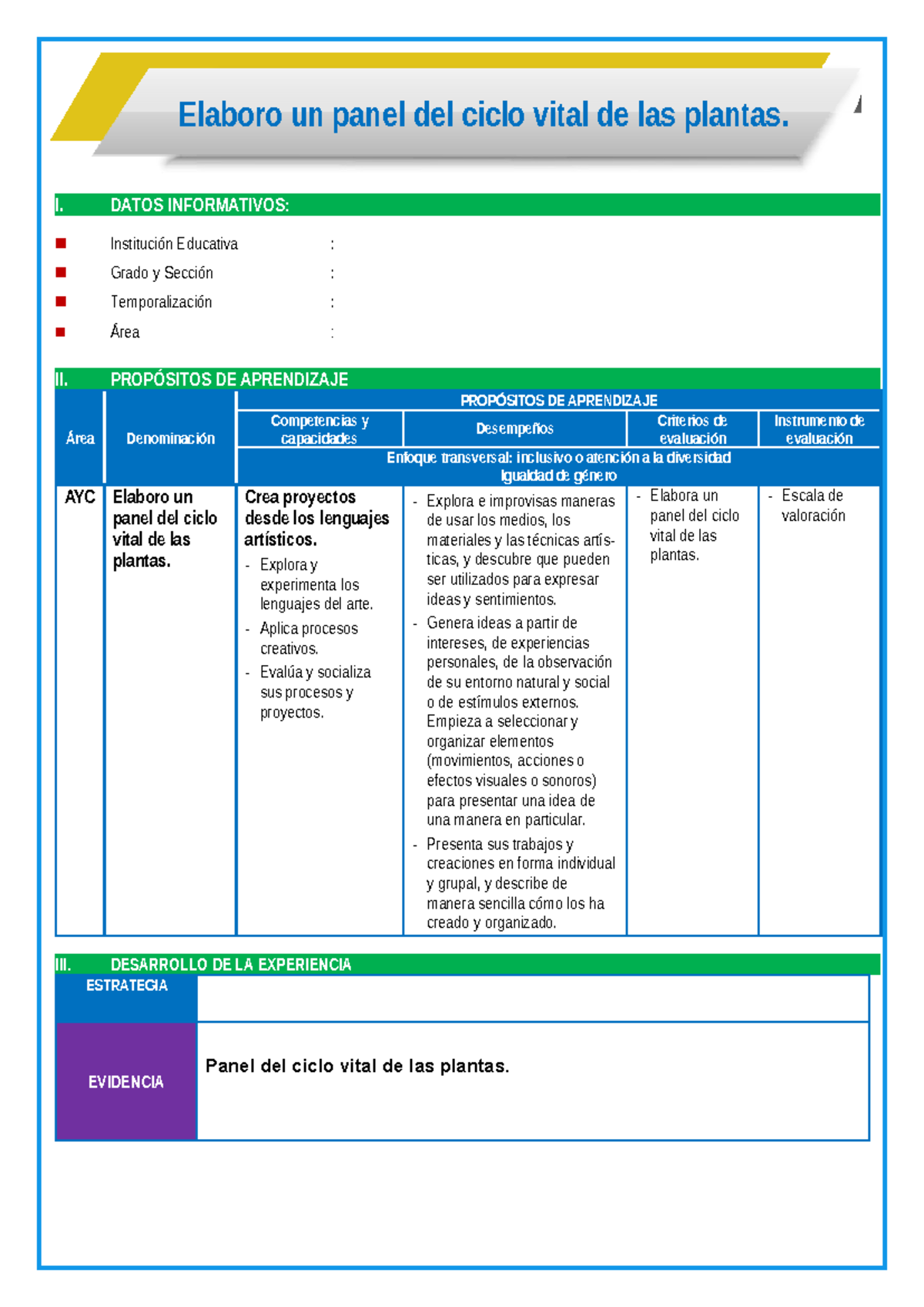 Panel del Ciclo Vital de las Plantas - 2° Sesión ARTE - Studocu