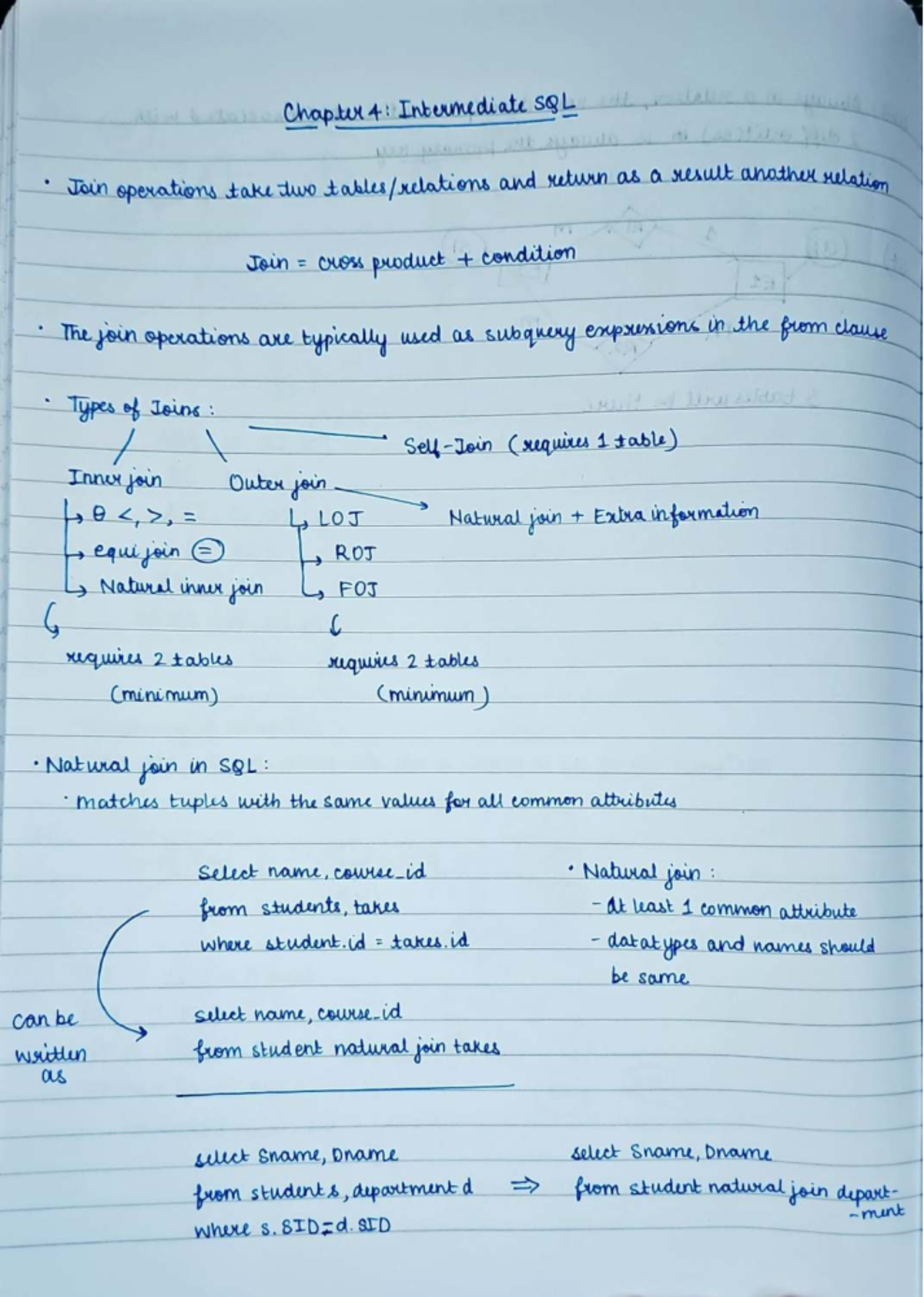 Chap 4: Intermediate SQL Concepts and Operations Explained - Studocu