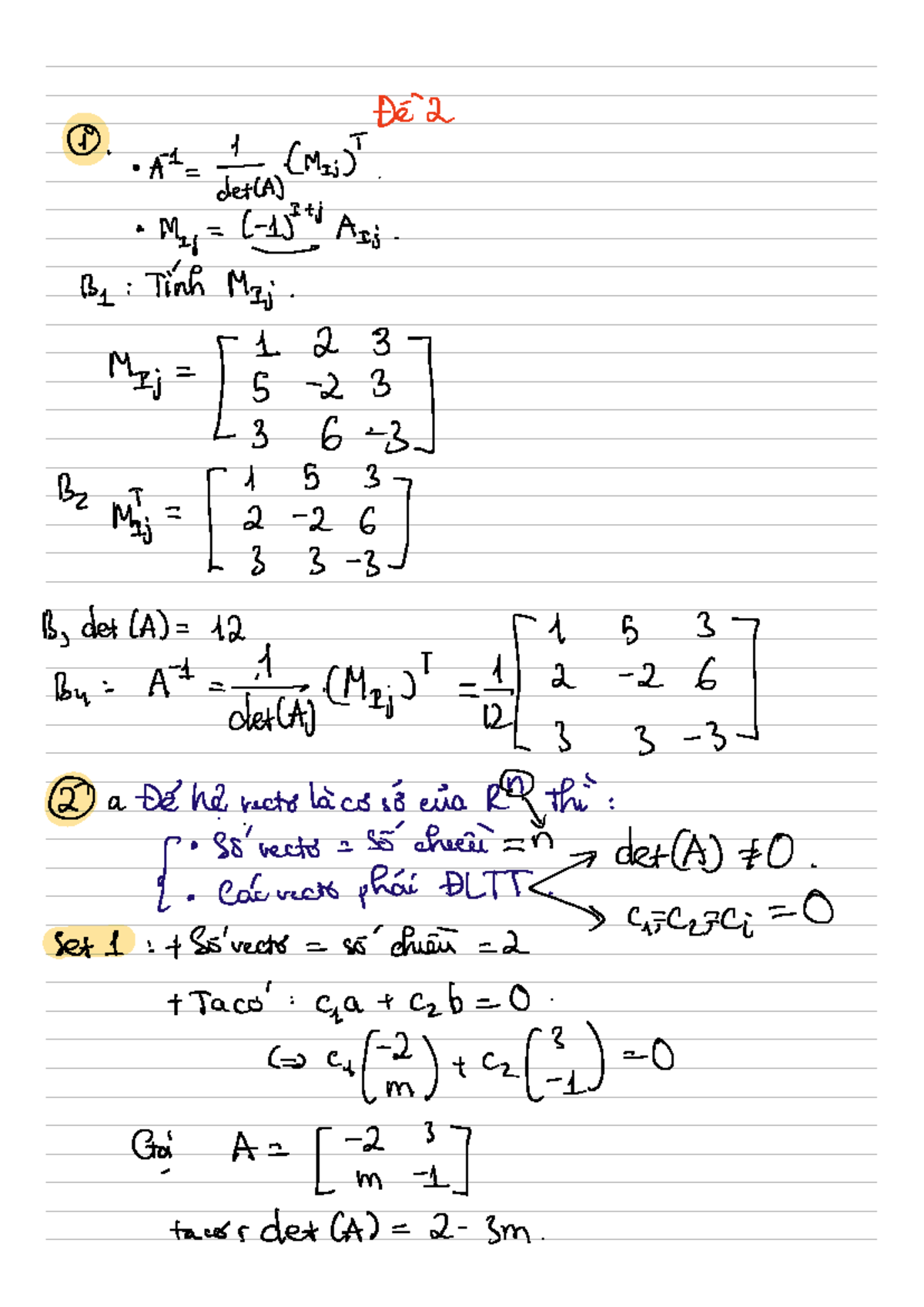 De 2 - TCC: Notes on Linear Algebra and Determinants - Studocu