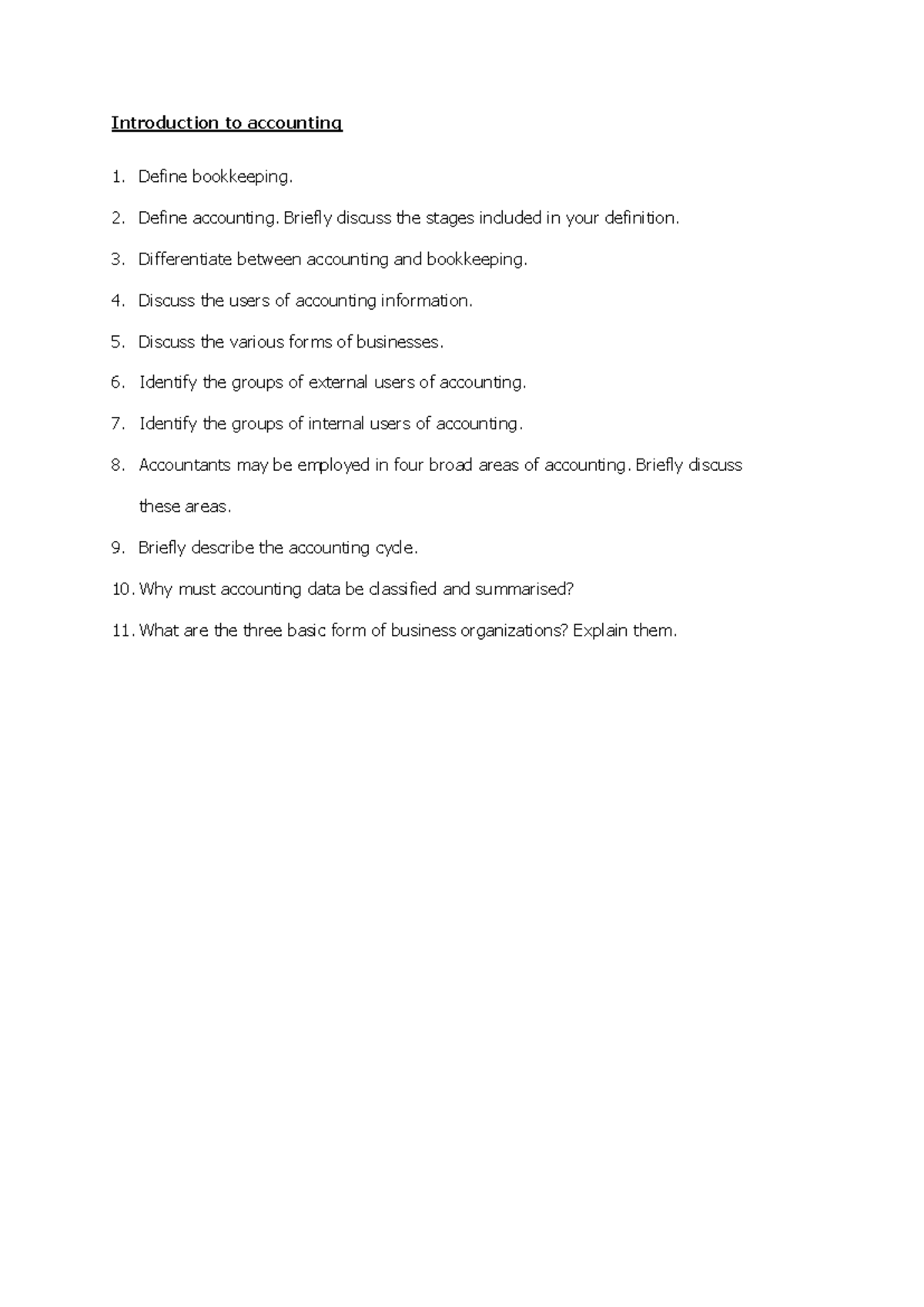 Tutorial Introduction to Accounting - Introduction to accounting Define ...